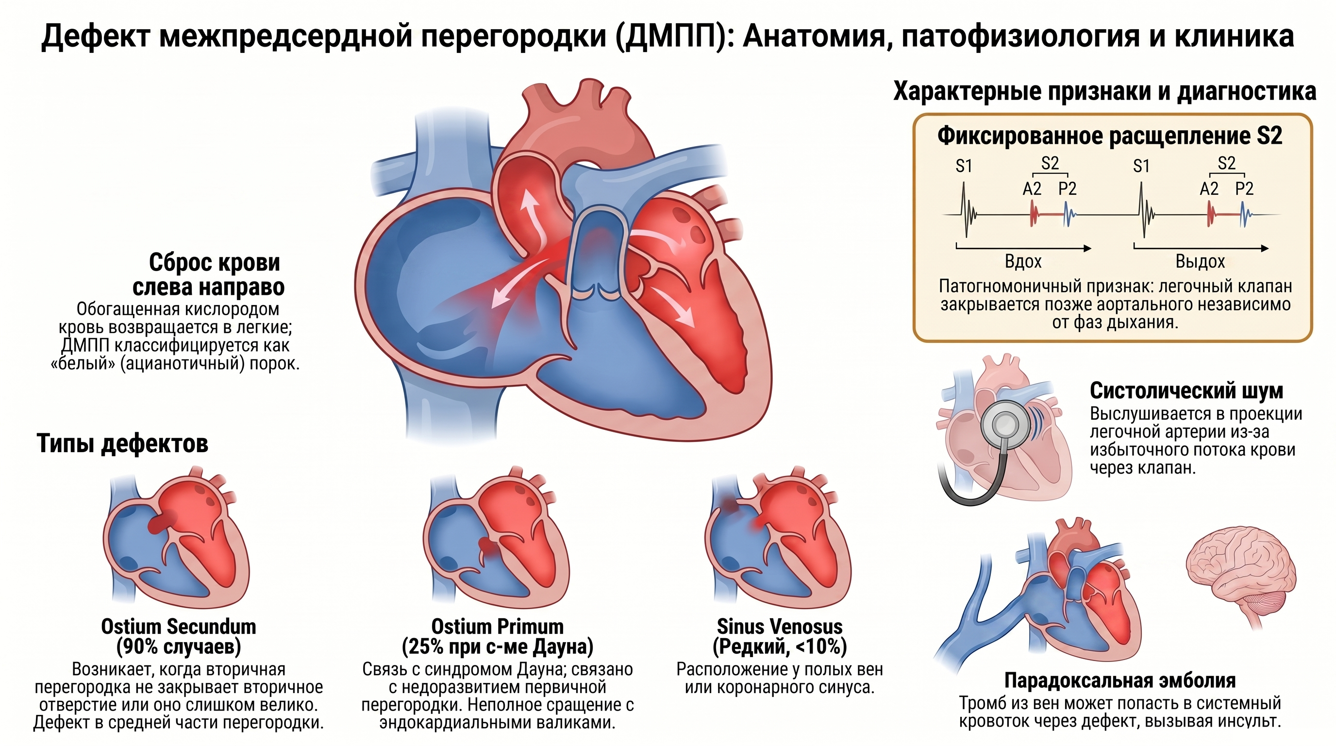 Инфографика: трансформация кровообращения плода при рождении и механизм закрытия овального окна